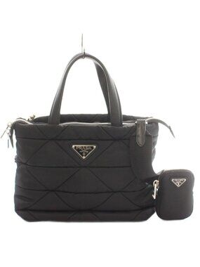 Prada Small Padded Re-Nylon Tote Bag 2-Way Hand Shoulder Nylon Triangle Plate
